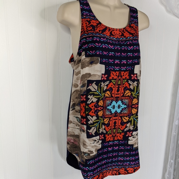 Tt COLLECTION Printed Mixed Media Tunic Sz S - Picture 5 of 13